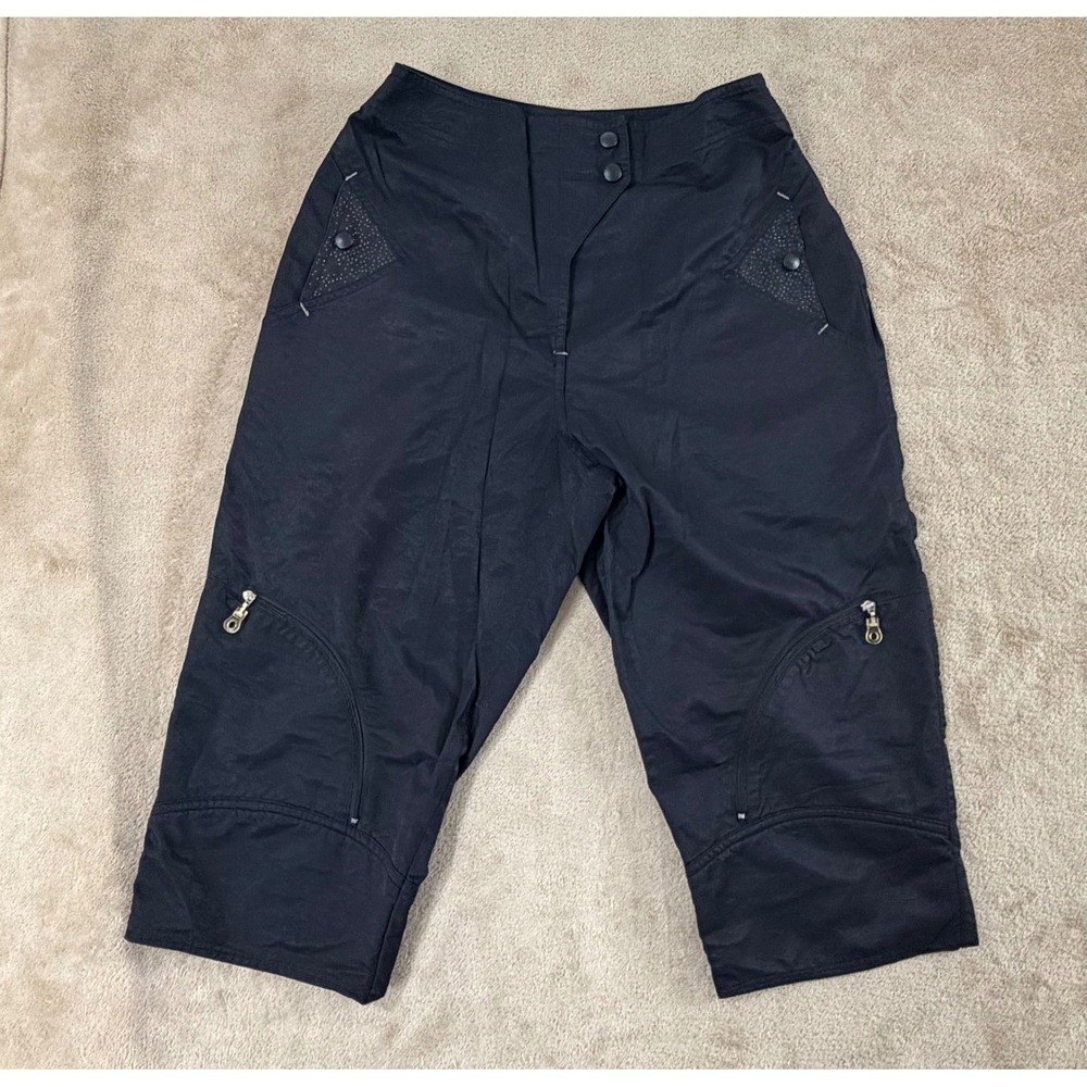 Jamie Sadock pants Women's size 6 Black Capri Golf Pleated Zipper Pockets EUC